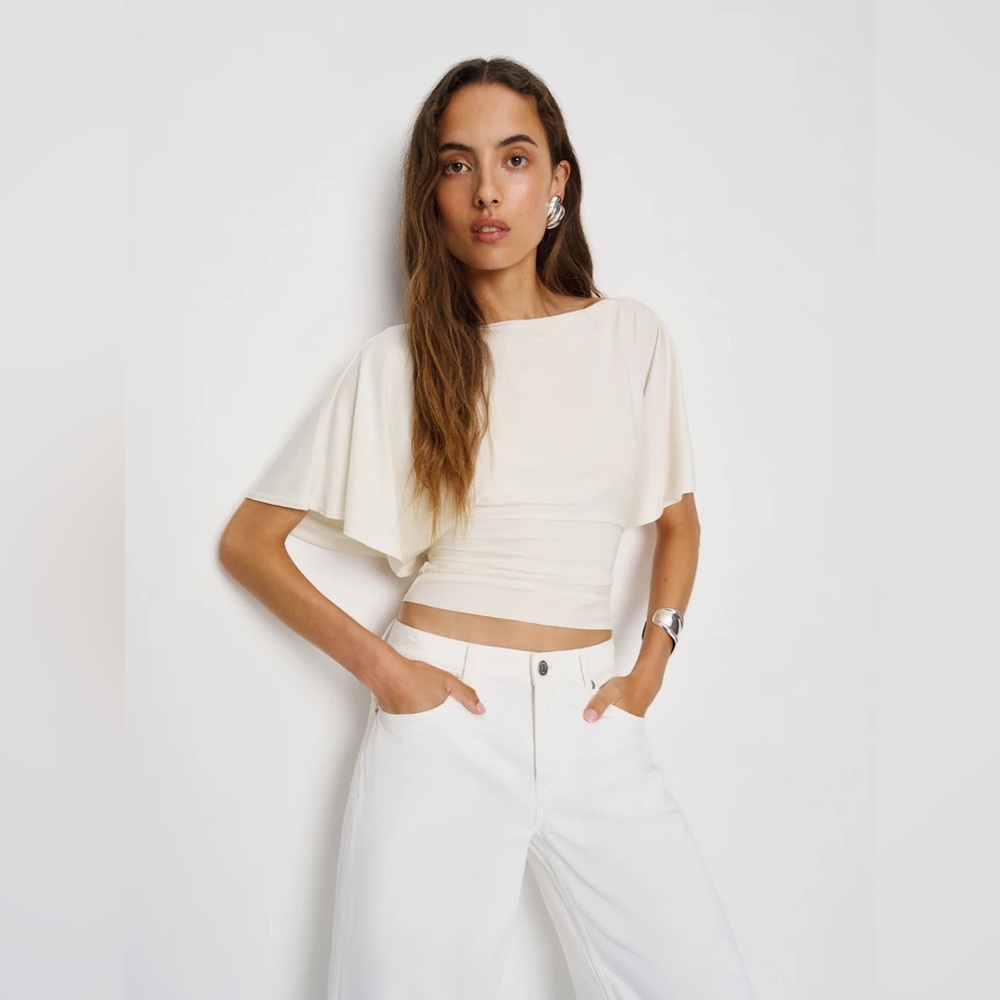 Reformation Avery Knit Top Ivory - Size XL